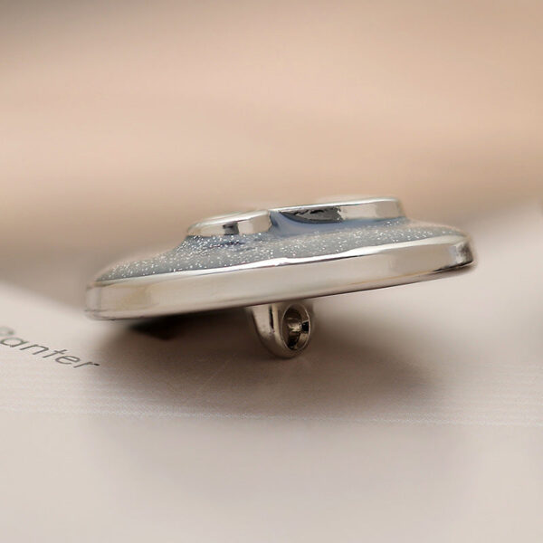 23mm Silver Round Simple Heart-Shaped Metal High-Foot Button 6pcs - Image 3