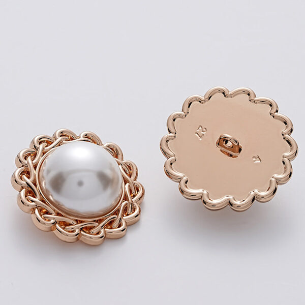 27mm Simple Chain-Edged Sunflower Pearl Metal Button 5pcs - Image 3