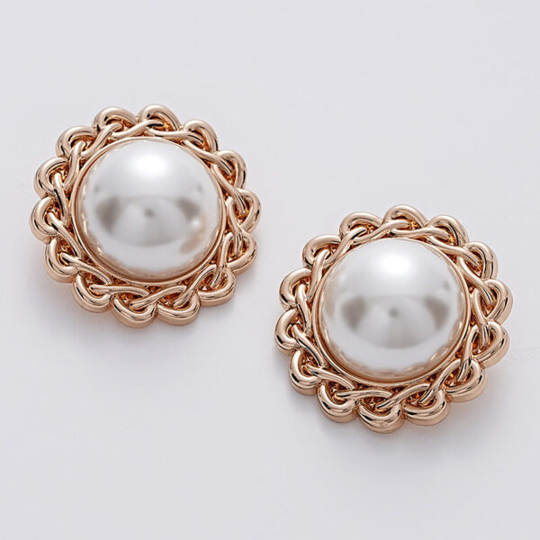 27mm Simple Chain-Edged Sunflower Pearl Metal Button 5pcs - Image 2