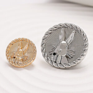 Round Light Luxury 3D Relief Rabbit Metal Blouse Button 10pcs