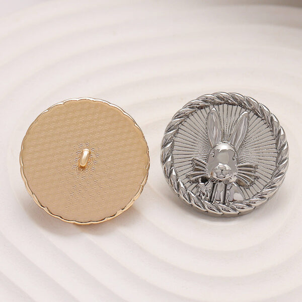 Round Light Luxury 3D Relief Rabbit Metal Blouse Button 10pcs - Image 2