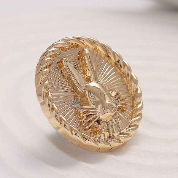 Round Light Luxury 3D Relief Rabbit Metal Blouse Button 10pcs - Image 3