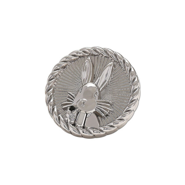 Round Light Luxury 3D Relief Rabbit Metal Blouse Button 10pcs - Image 4