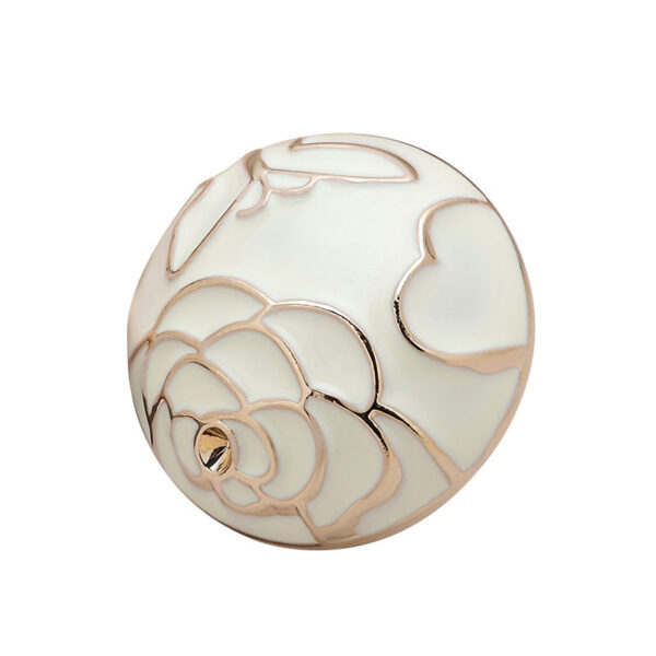 18mm White Camellia Textured Mushroom Shape Metal Buttons 6pcs - Image 2