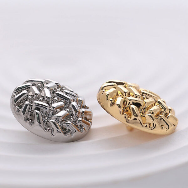 Korean Style Rice-Grain Embossed Round Metal Sewing Buttons 10pcs - Image 2