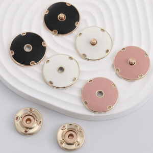 Black White Pink Ladies' Invisible Fashion Metal Snap Buttons 8pcs 
