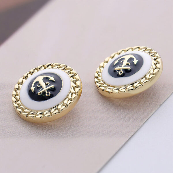 British Fashion Anchor Oil Hand Sewn Metal Button 10pcs - Image 4