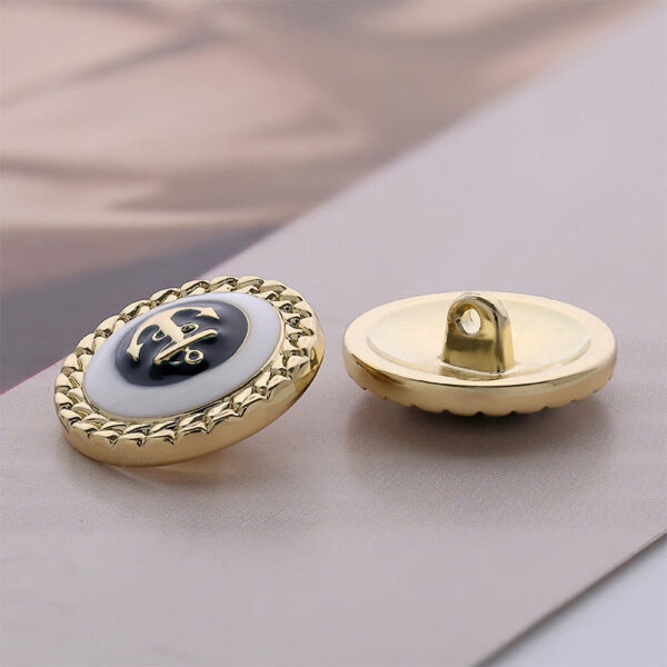 British Fashion Anchor Oil Hand Sewn Metal Button 10pcs - Image 2
