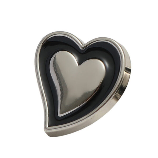 11mm Heart-Shaped Black Oil-Dipped Silver Metal Button 20pcs
