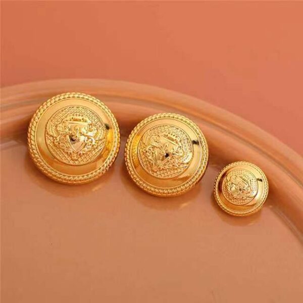 24L Vintage Gold Double Lions Elegant Hand-Sewn Metal Button 10pcs - Image 4