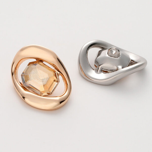 High-End Square Diamond Irregular Geometric Metal Button 5pcs - Image 2