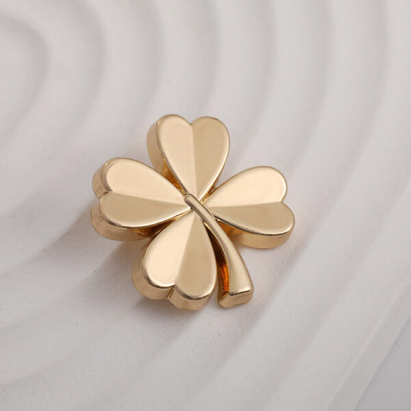 21mm Handbag Four-Leaf Clover Bow Bracelet Gold Metal Buttons 5 Pack - Image 4
