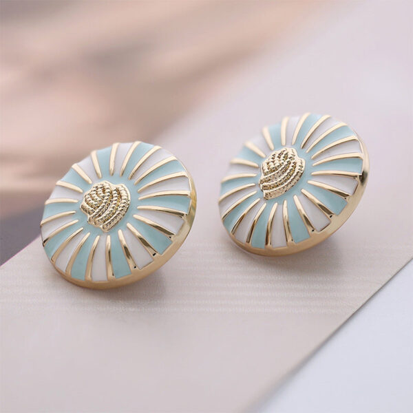 23mm Metal Sky Blue Daisy Round Exquisite Button 6pcs - Image 3