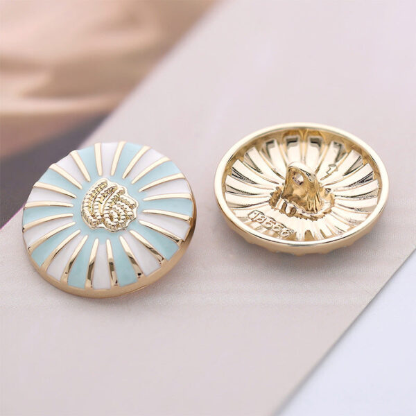 23mm Metal Sky Blue Daisy Round Exquisite Button 6pcs - Image 2