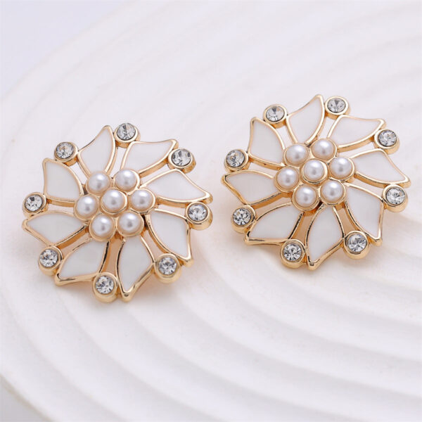 23mm Diamond-Inlaid Pearl Windmill-Shaped Metal Coat Button 6pcs - Image 3