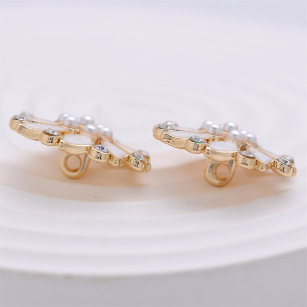 23mm Diamond-Inlaid Pearl Windmill-Shaped Metal Coat Button 6pcs - Image 4