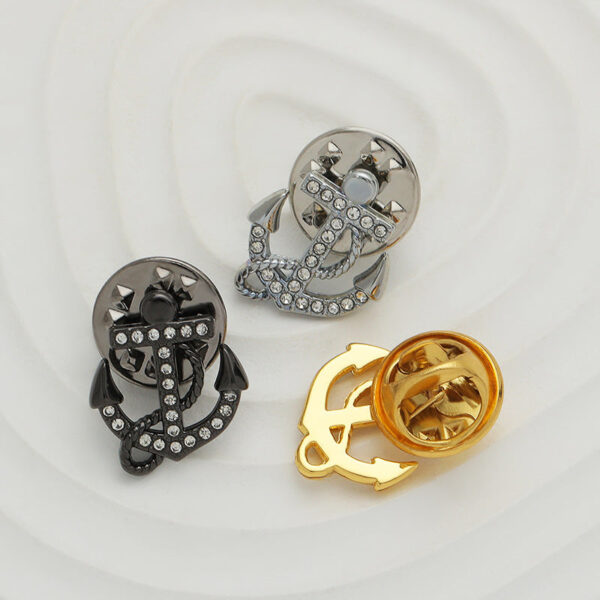 Anchor Diamond Alloy Decorative Badge Collar Pin Brooch 6 Pack - Image 2