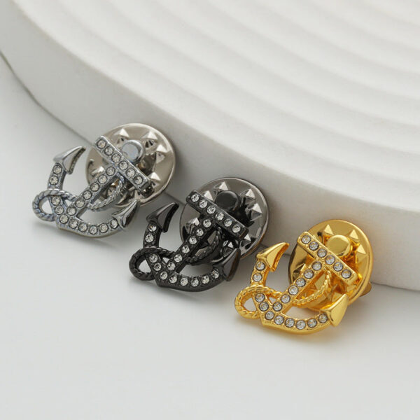 Anchor Diamond Alloy Decorative Badge Collar Pin Brooch 6 Pack - Image 3