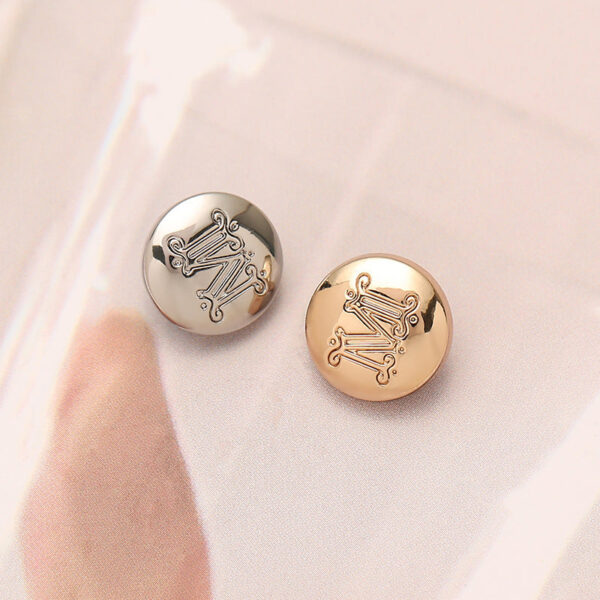12mm M Letter Mushroom-Shaped Round Metal Sewing Button 10pcs - Image 4