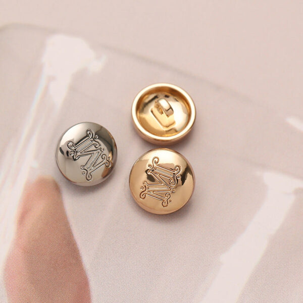 12mm M Letter Mushroom-Shaped Round Metal Sewing Button 10pcs - Image 3