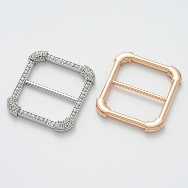 30mm Square Decorative Buckle with Pearl and Rhinestone 2pcs - Image 2