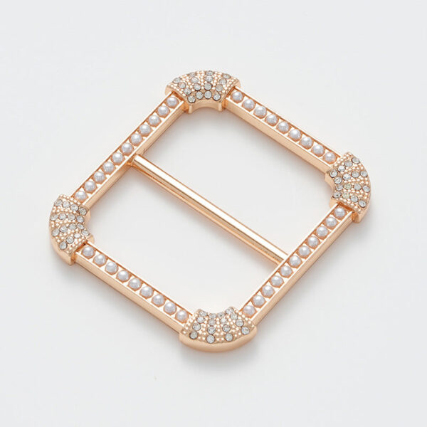 30mm Square Decorative Buckle with Pearl and Rhinestone 2pcs - Image 3