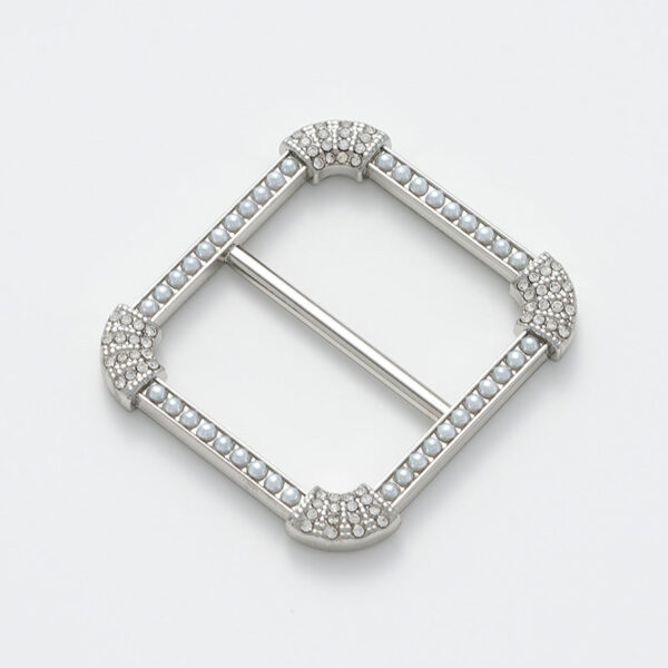 30mm Square Decorative Buckle with Pearl and Rhinestone 2pcs - Image 4