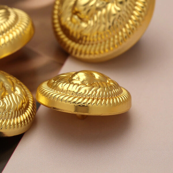 British College Style Lion Head Pattern Vintage Golden Metal Button 10pcs - Image 3