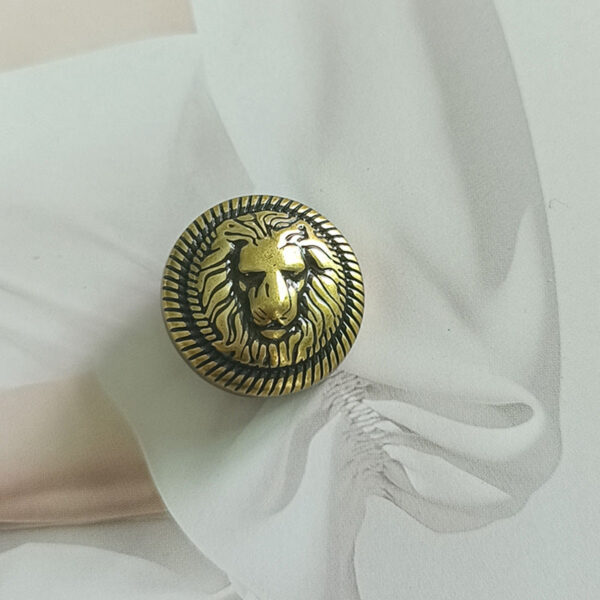 British College Style Lion Head Pattern Vintage Golden Metal Button 10pcs - Image 4