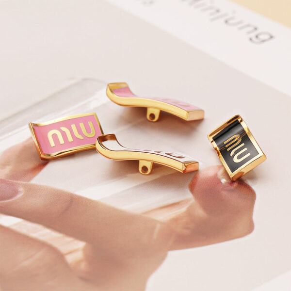 22-28mm MIU Rectangular Metal Sewing Decorative Button 2pcs - Image 4