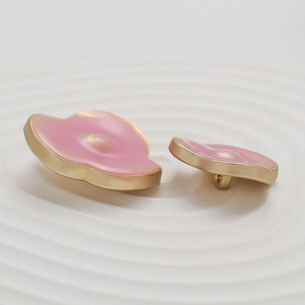 Pink and Green Irregular Flower Metal Sewing Button 6pcs - Image 4
