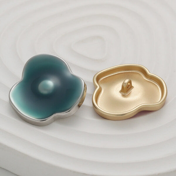 Pink and Green Irregular Flower Metal Sewing Button 6pcs - Image 2
