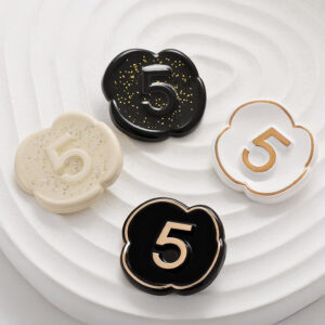 Number 5 Lacquer Pearlescent Floral Metal Hand-Sewn Button 10pcs