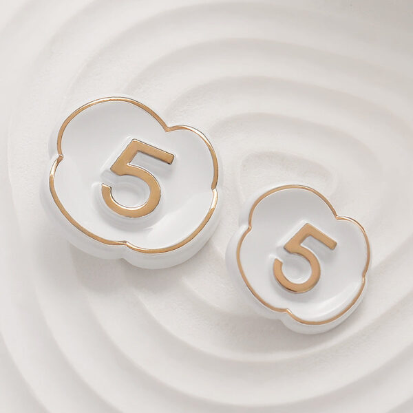 Number 5 Lacquer Pearlescent Floral Metal Hand-Sewn Button 10pcs - Image 3