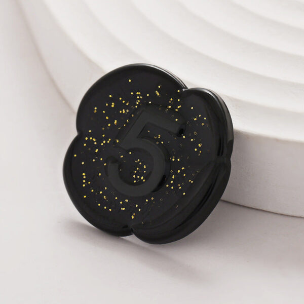Number 5 Lacquer Pearlescent Floral Metal Hand-Sewn Button 10pcs - Image 5