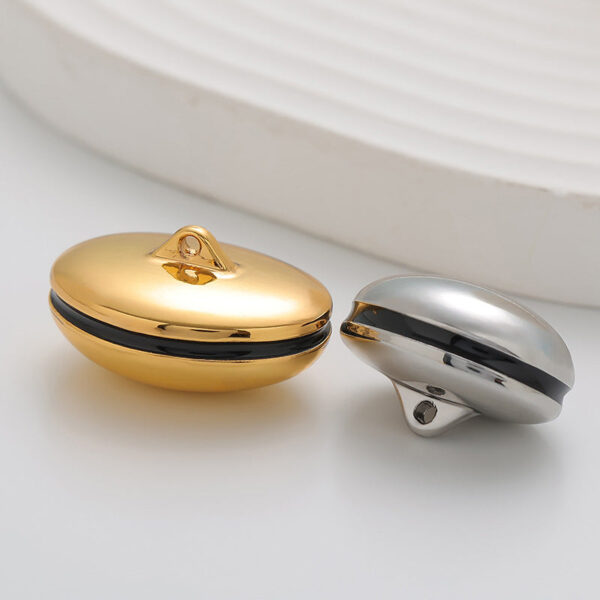Hollow 3D Oval Egg-Shaped Metal Button 5pcs - Image 2