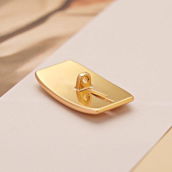 Mirror Gold Rectangular Alloy Metal Shank Coat Button 5pcs - Image 2