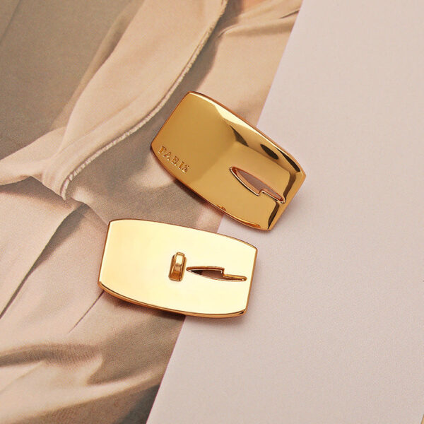 Mirror Gold Rectangular Alloy Metal Shank Coat Button 5pcs - Image 4