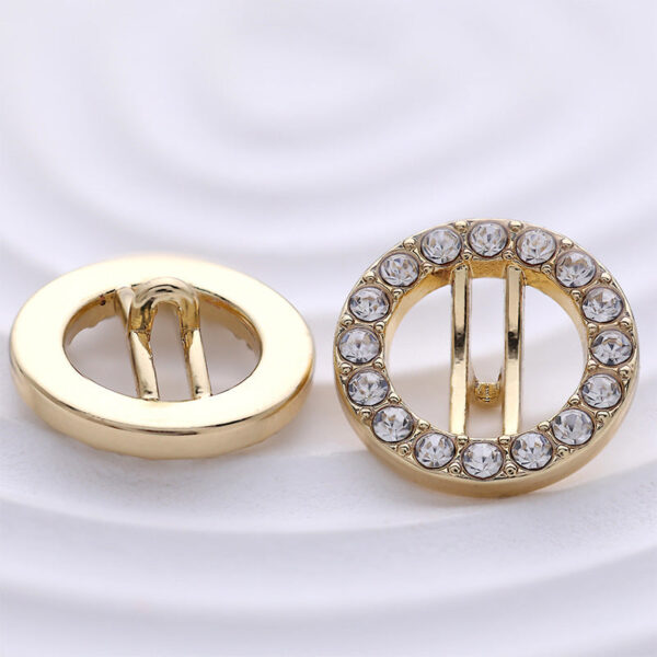 Hollow Circle Metal Button with Diamonds for Shirts Dresses 12pcs - Image 2