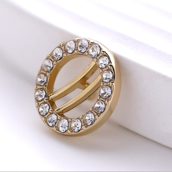 Hollow Circle Metal Button with Diamonds for Shirts Dresses 12pcs - Image 3