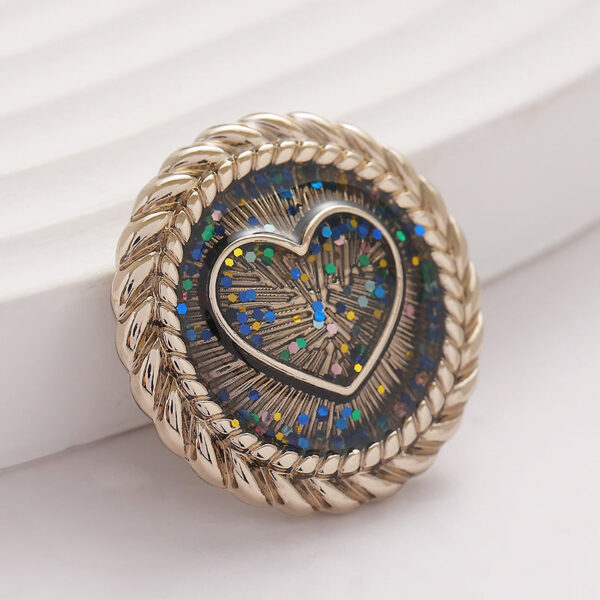 Love Heart Starry Color Metal Shank Button 6pcs - Image 4