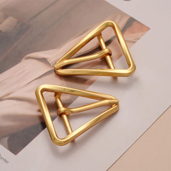 Golden Triangle Metal Pin Buckle for Belt Adjustment 2pcs - Image 2