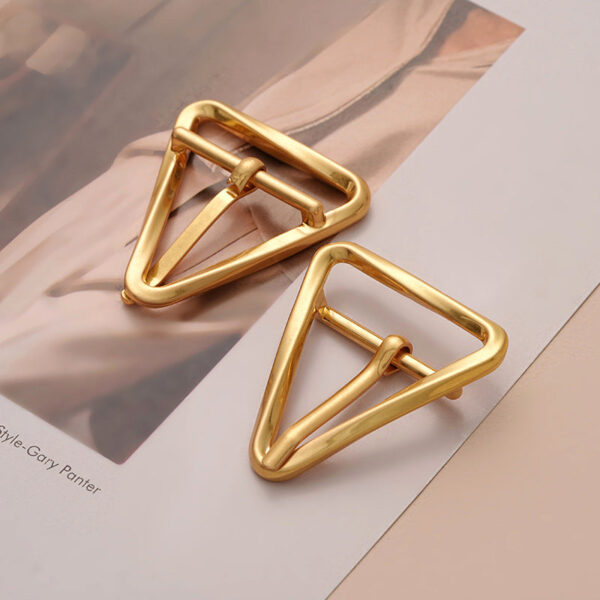 Golden Triangle Metal Pin Buckle for Belt Adjustment 2pcs - Image 3