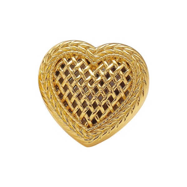 Retro Woven Hollow Heart-Shaped Metal Decorative Button 6pcs - Image 4