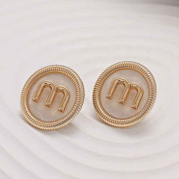 20mm Elegant Shell Inlaid  MRound Gold Metal Buttons 5pcs - Image 3