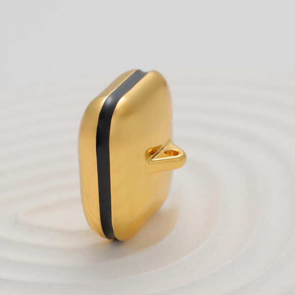 Glossy Hollow Dotted Lacquered 3D Square Metal Button 5pcs - Image 2