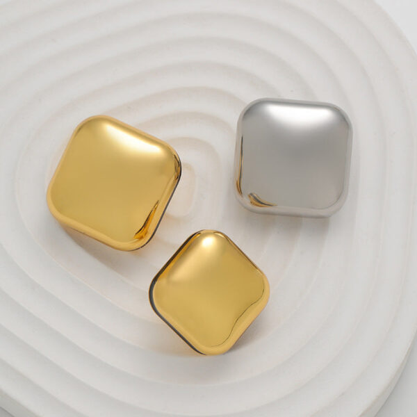 Glossy Hollow Dotted Lacquered 3D Square Metal Button 5pcs - Image 4