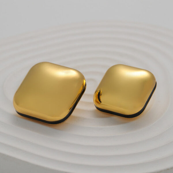 Glossy Hollow Dotted Lacquered 3D Square Metal Button 5pcs - Image 3