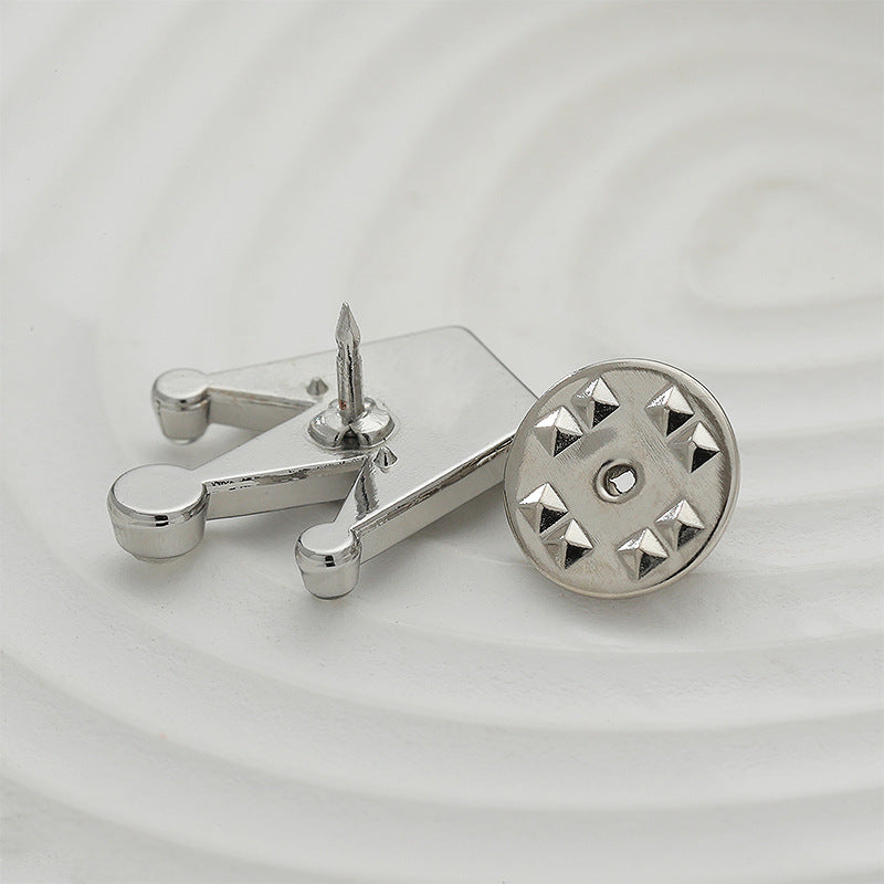 Silver Polygonal Diamond Metal Badge Brooch 3pcs - Image 3