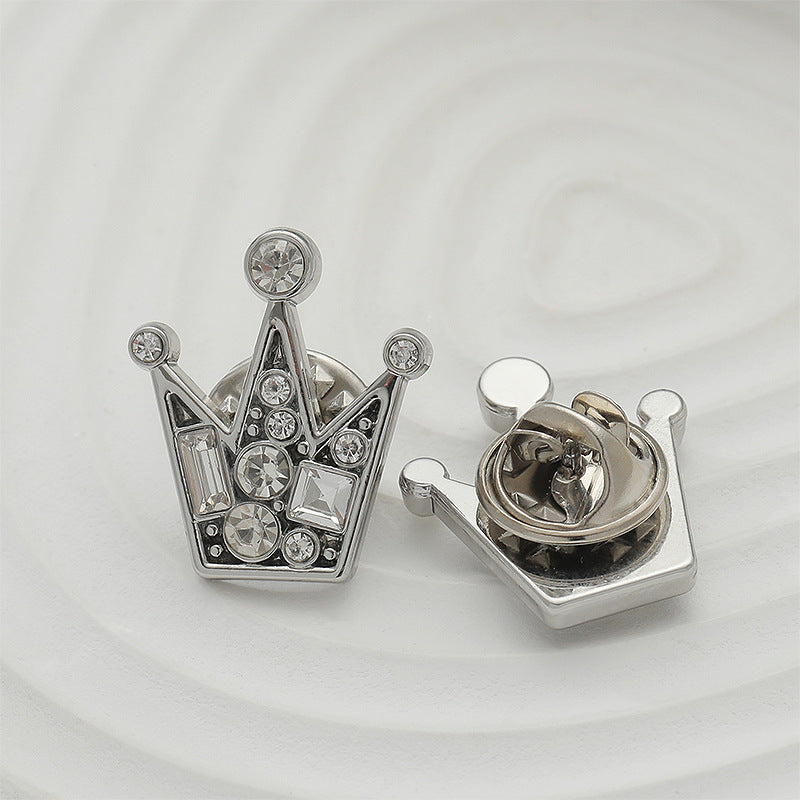 Silver Polygonal Diamond Metal Badge Brooch 3pcs - Image 2